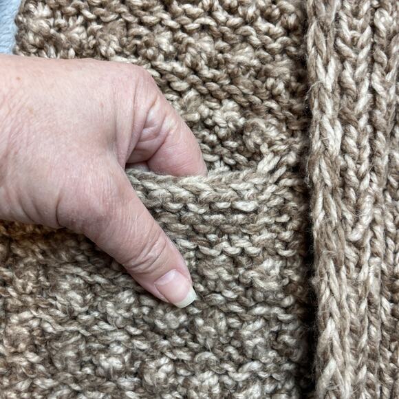 Vintage Express Cardigan Sweater Womens M Marled Brown Chunky Button Up Pockets - Picture 5 of 8